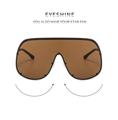 2025 Oversized Metal Rimless Integrated Windproof Sunglasses For Women Trends Y2k Luxury Brand Design Sun Glasses Unisex UV400