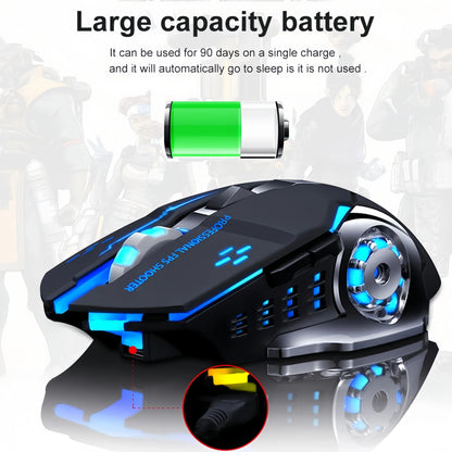 Bezprzewodowa mysz gamingowa z akumulatorem – cicha Bluetooth/USB, podświetlenie RGB, e-sportowa do PC