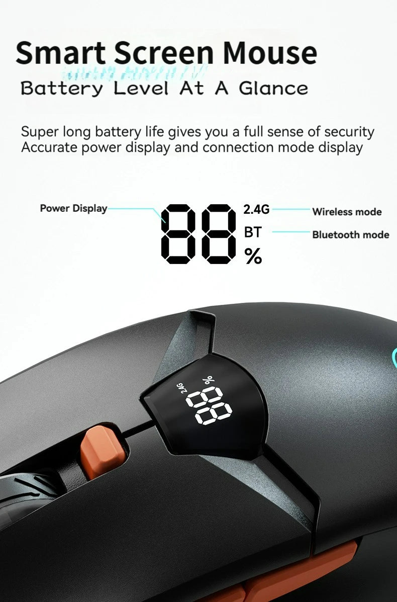 2.4G Bluetooth draadloze muis met schermweergave, 600mAh batterij met grote capaciteit en licht klinkende knoppen voor gaming en kantoor