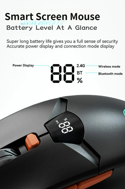 2.4G Bluetooth draadloze muis met schermweergave, 600mAh batterij met grote capaciteit en licht klinkende knoppen voor gaming en kantoor