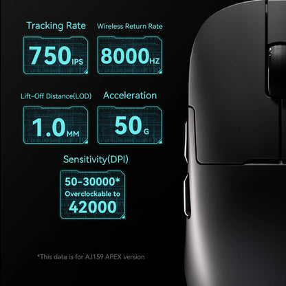 AJAZZ AJ179 APEX Gaming Mouse with Color Screen Dock, Magnetic Charging, 8000Hz High-Frequency, Tri-Mode (PAW3950) Right-Handed