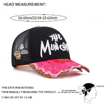 THE Donut Embroidered Breathable Cotton Mesh Hat Men's Baseball Hat Hip Hop Hat Outdoor Sports Leisure Hat Women's Sunshade Hat