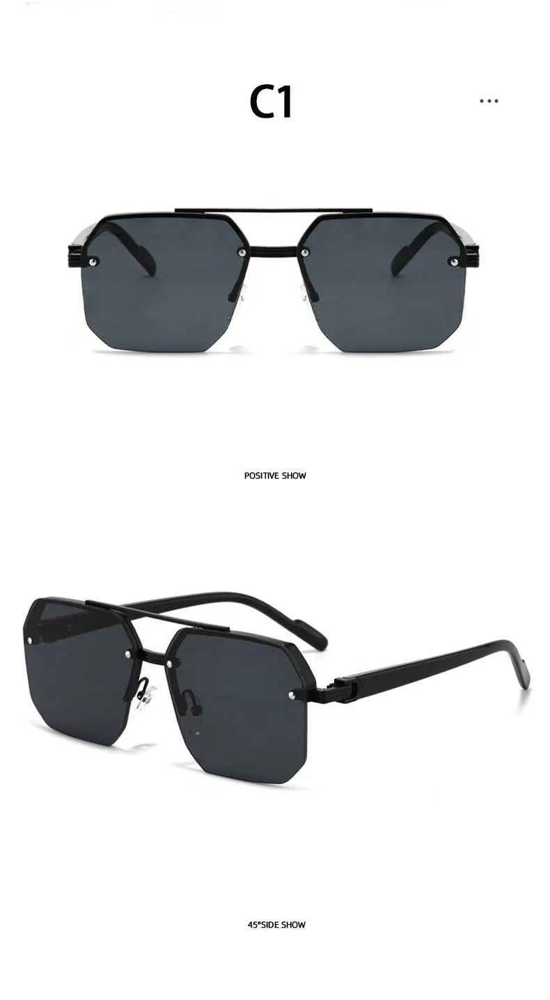 2026New Man Woman Sun Glasses Fashion Versatile UV400 Sunglasses High Quality Half-Frame Shades Unisex Double Beam Design Sunnie