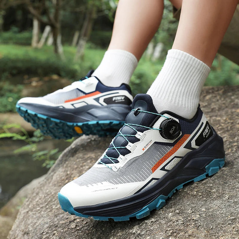 Mens Running Shoes 2025 New Breathe Mesh Outdoor Off Road Hiking Shoes Cushioning Flat Soft Mesh Walking Shoes for Man