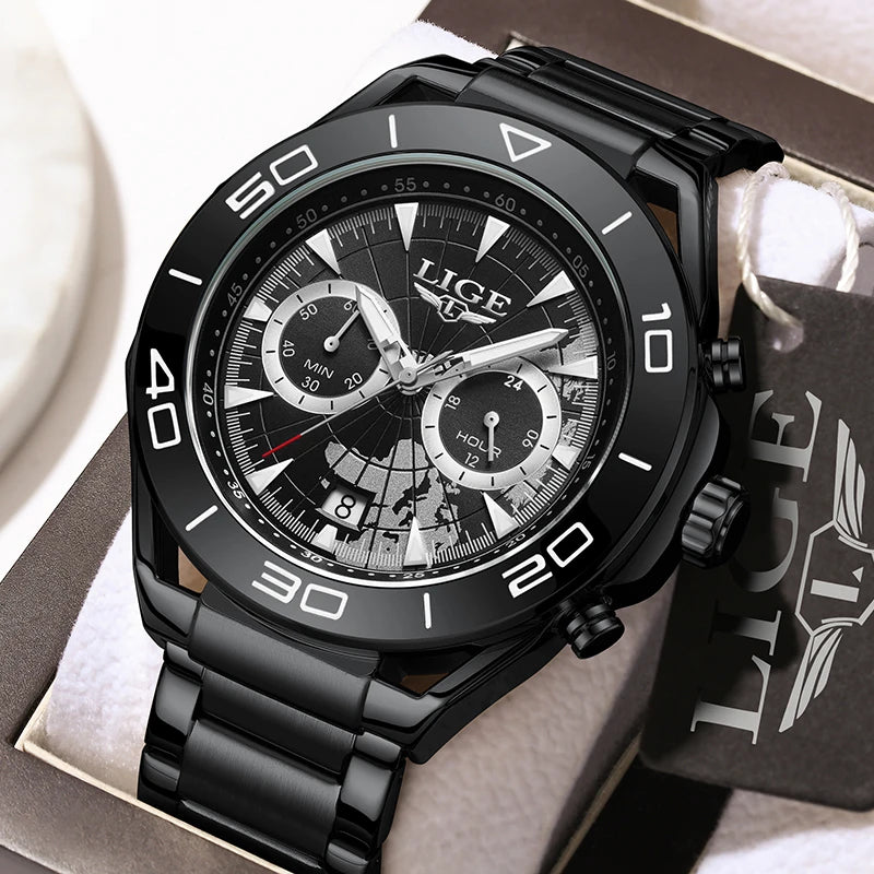 LIGE Top Brand Luxury Mens Watches Casual Business Watch Men Fashion Waterproof Military Men's Quartz Wristwatch Montre Homme