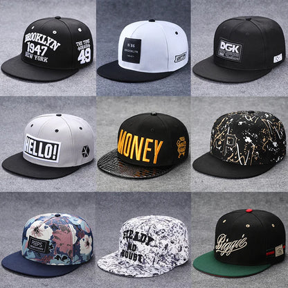 Men's Letter Embroidery All-match Flat Brim Baseball Cap Ladies Summer Hip Hop Hats Outdoor Shade Adjustable Casual Peaked Caps