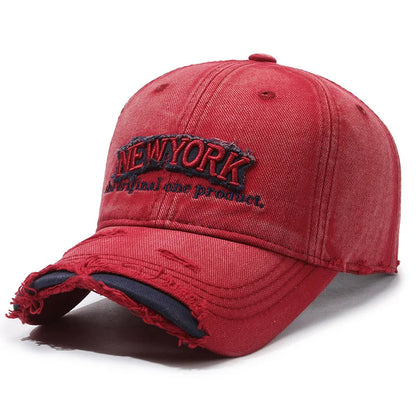 Vintage Old Hole Embroidery Letters Cowboy Baseball Cotton Soft Top Men's and Women's Spring and Summer Casual 56-60cm Sun Hat