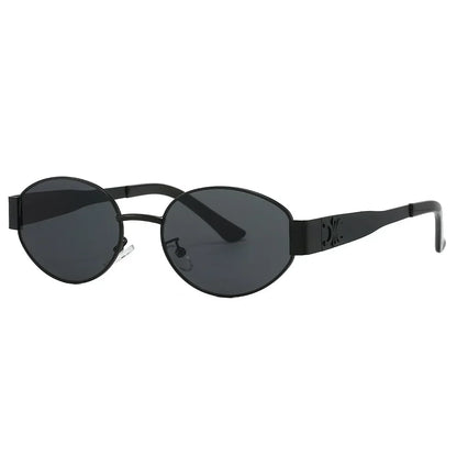 Unisex Luxury Metal Sunglasses Designer Fashion Oval Eyewear Shades UV400 Stylish Sun Glasses for Men And Women