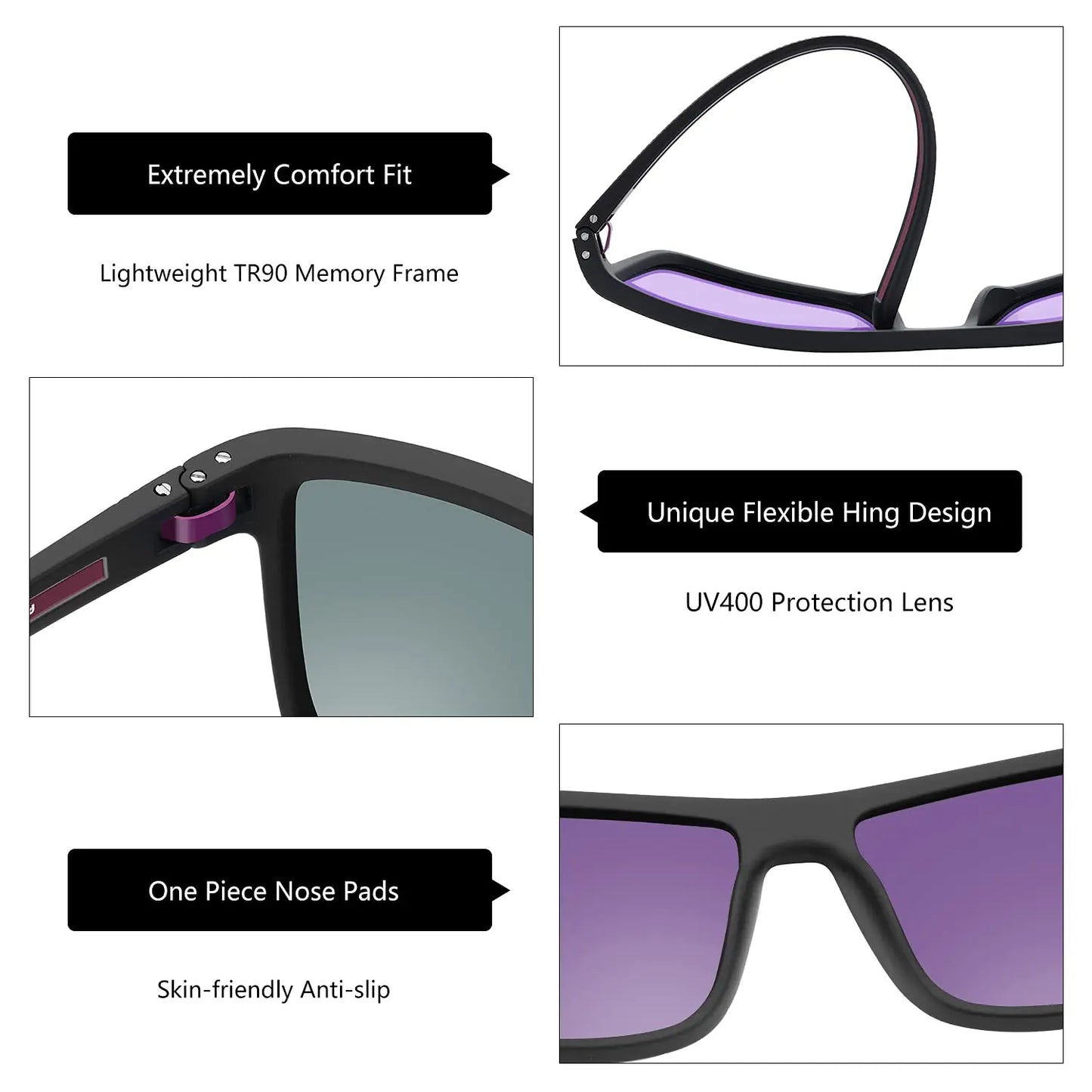 ZENOTTIC Polarized Sunglasses for Men Shades Lightweight TR90 Frame UV400 Protection Square Outdoor Trave Driving Sun Glasses