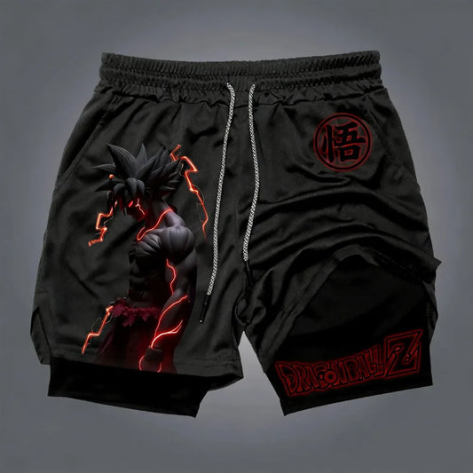 Pantaloni scurți unisex Dragon Ball Goku, stil Harajuku, cu imprimeu anime, produs nou vara 2026, croială lejeră, sport, respirabili, cu uscare rapidă, strat dublu