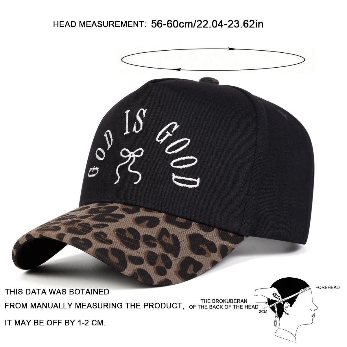 Unisex GOD IS GOOD Bow Embroidery Baseball Caps Spring Autumn Outdoor Adjustable Casual Hats Sunscreen Hat Sports Cap