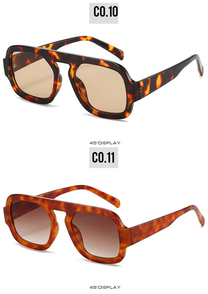 Retro Pilot Square Sunglasses Lady Fashion Simple Ins Black Tea Sun Glasses for Women Men Trending Outdoor Casual Shades UV400