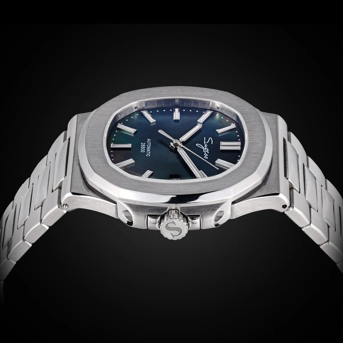 Sugess Men's Watch Automatic Mechanical Wristwatch Miyota 9015 Movement MOP Dial Luminous Waterproof 5bar Bracelet Luxury S466