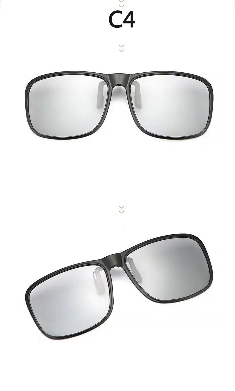BOYSEEN Polarized Flip Clip Sunglasses Driving Dark UV400 Photochromic Anti Glare Lens Sun Glasses Car Driver Vintage Square