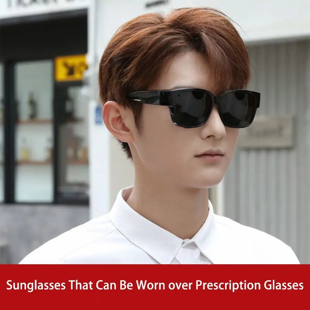 Polarized Fit Over Glasses Sunglasses Trendy Square Wrap Around Shades UV400 Protection Sun Glasses Can Be Worn Over Other Glass