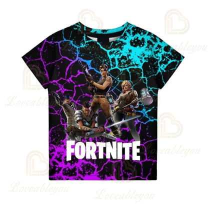 Detské letné tričko Fortnite Victory Royale Ninja Fashion 3D s krátkym rukávom, detské oblečenie s kreslenou potlačou