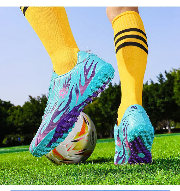 Chaussures de football pour enfants TF Turf, bottes de football respirantes, légères, antidérapantes, pour garçons et filles, chaussures de football pour entraînement en extérieur.
