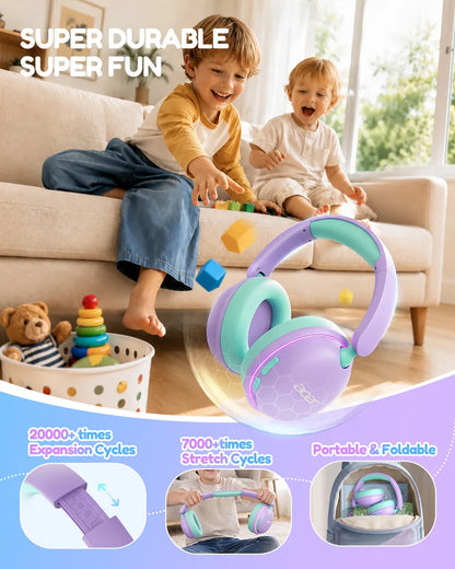 Casque Bluetooth 6.0 pour enfants Acer OHR727 avec lumières LED, conception confortable circumaurale, volume sécurisé de 85 dB, autonomie de 110 heures, microphone intégré